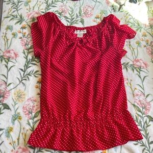 Chadwicks Red and White Polka Dot Blouse